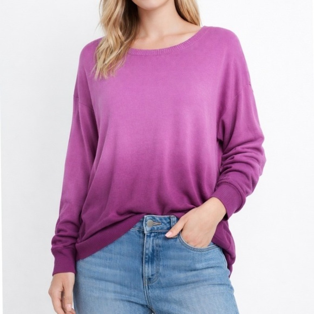 Splendid Ombre Dip Dye Crew Neck Long Sleeve Sweater Top Size‎ XL Relaxed Fit